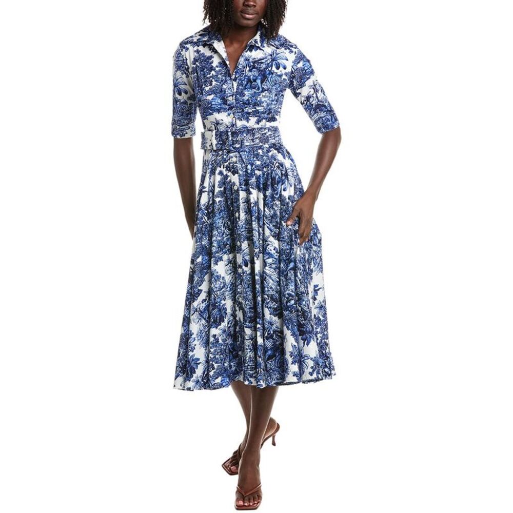 Samantha Sung Womens Amber Arabian Night Toile Midi Shirtdress, White